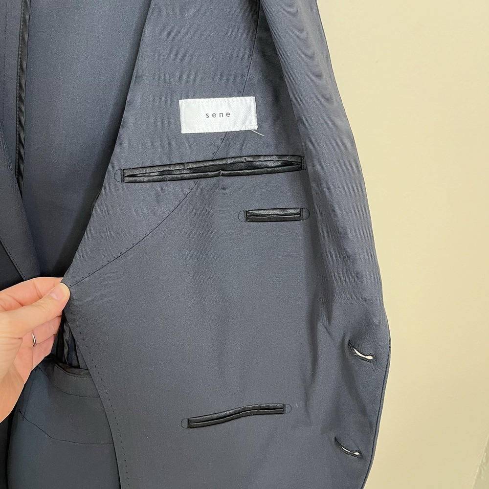 Mens Performance Sport Coat Blazer Sene Blue Travel Business Career Work Mens - Picture 5 of 8